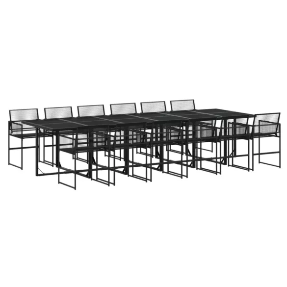 13 részes fekete polyrattan kerti étkezőgarnitúra