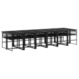 13 részes fekete polyrattan kerti étkezőgarnitúra
