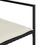 7 részes fekete polyrattan kerti étkezőgarnitúra párnával