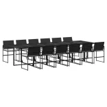 13 részes fekete polyrattan kerti ülőgarnitúra párnákkal