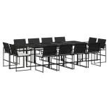 13 részes fekete polyrattan kerti ülőgarnitúra párnákkal