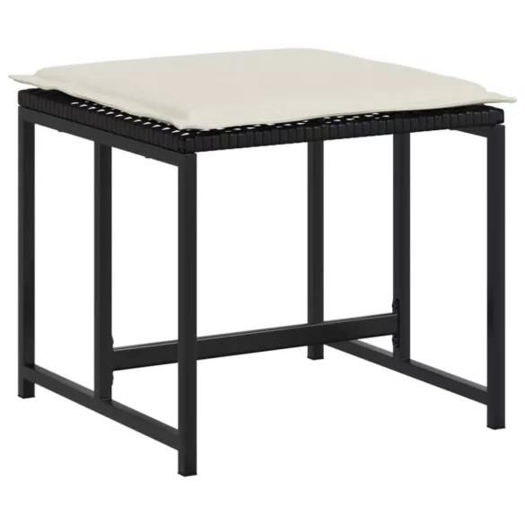 13 részes fekete polyrattan kerti ülőgarnitúra párnákkal