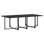 9 részes fekete textilén kerti étkezőgarnitúra párnákkal