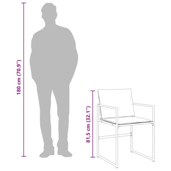 9 részes fekete textilén kerti étkezőgarnitúra párnákkal