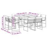 9 részes fekete textilén kerti étkezőgarnitúra párnákkal