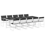 11 részes fehér textilén kerti étkezőgarnitúra párnákkal