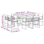 9 részes fehér textilén kerti étkezőgarnitúra párnákkal