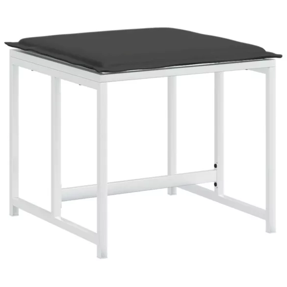 11 részes fehér textilén kerti étkezőgarnitúra párnákkal