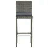 7 részes szürke tömör akácfa és polyrattan kerti bárszett