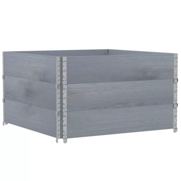 3 db szürke tömör fenyőfa raklapmagasító 100 x 100 cm