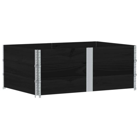 3 db fekete tömör fenyőfa raklapmagasító 150 x 100 cm