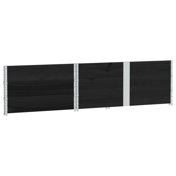 3 db fekete tömör fenyőfa raklapmagasító 150 x 100 cm
