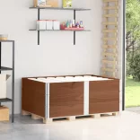 3 db barna tömör fenyőfa raklapmagasító 150 x 100 cm