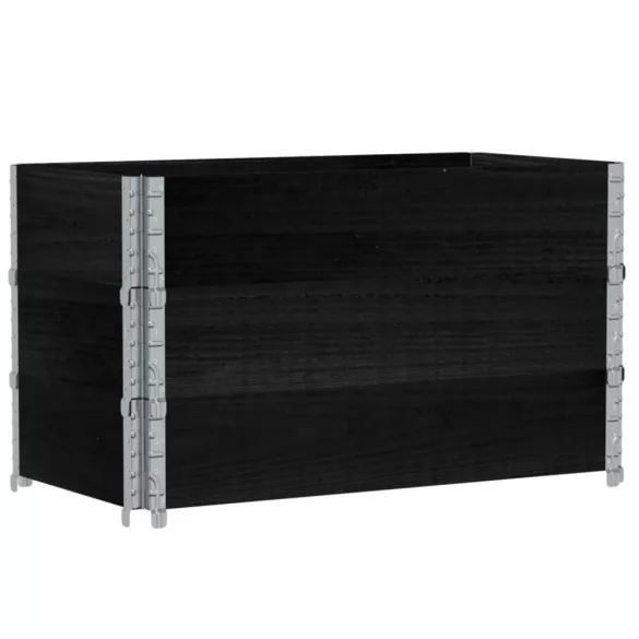 fekete tömör fenyőfa kerti növénytartó 100 x 50 cm
