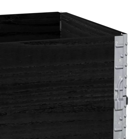 fekete tömör fenyőfa kerti növénytartó 100 x 50 cm