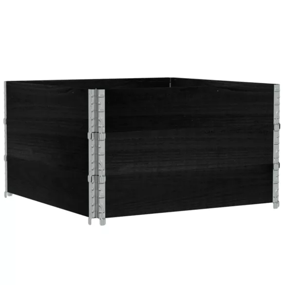 fekete tömör fenyőfa kerti növénytartó 100 x 100 cm
