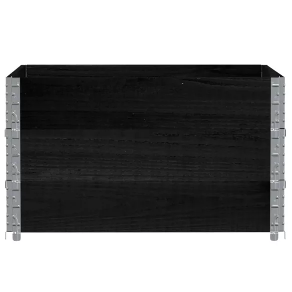 fekete tömör fenyőfa kerti növénytartó 100 x 100 cm