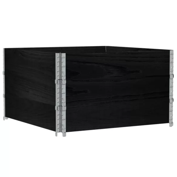 fekete tömör fenyőfa kerti növénytartó 100 x 100 cm