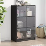 fekete szerelt fa magasszekrény ajtókkal 68 x 37 x 109 cm