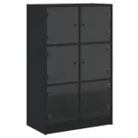 fekete szerelt fa magasszekrény ajtókkal 68 x 37 x 109 cm