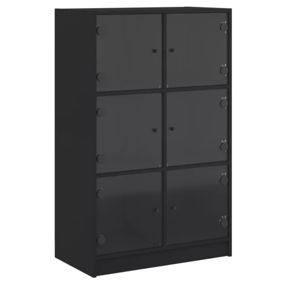 fekete szerelt fa magasszekrény ajtókkal 68 x 37 x 109 cm