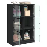 fekete szerelt fa magasszekrény ajtókkal 68 x 37 x 109 cm