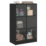 fekete szerelt fa magasszekrény ajtókkal 68 x 37 x 109 cm