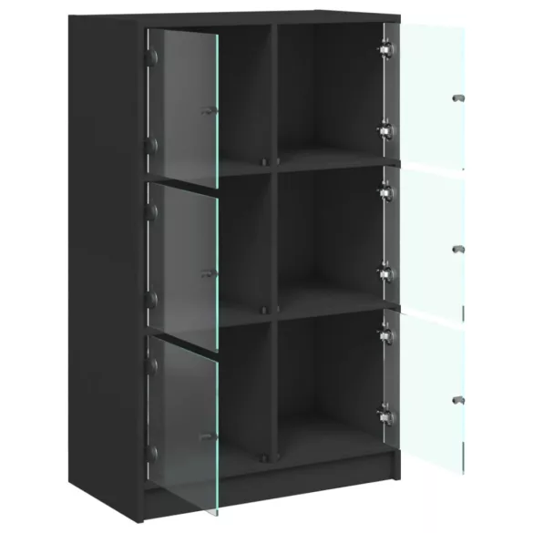 fekete szerelt fa magasszekrény ajtókkal 68 x 37 x 109 cm