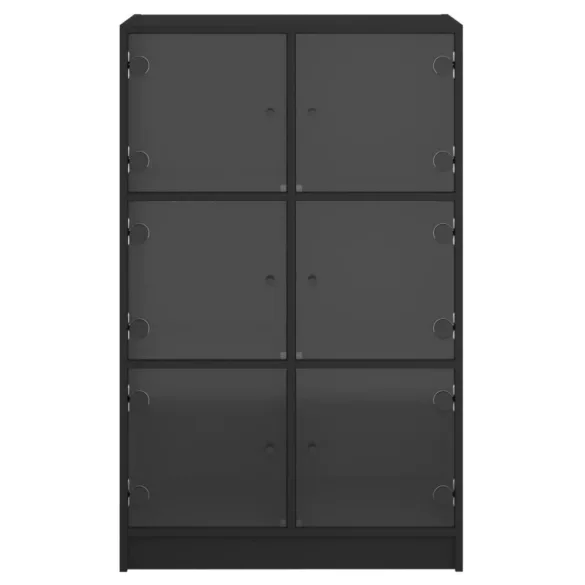 fekete szerelt fa magasszekrény ajtókkal 68 x 37 x 109 cm