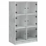 betonszürke szerelt fa magasszekrény ajtókkal 68 x 37 x 109 cm