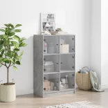 betonszürke szerelt fa magasszekrény ajtókkal 68 x 37 x 109 cm