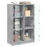 betonszürke szerelt fa magasszekrény ajtókkal 68 x 37 x 109 cm