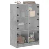 betonszürke szerelt fa magasszekrény ajtókkal 68 x 37 x 109 cm