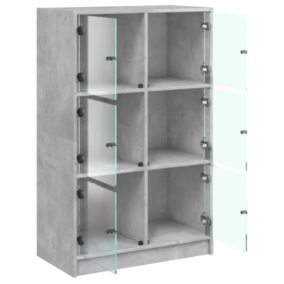 betonszürke szerelt fa magasszekrény ajtókkal 68 x 37 x 109 cm