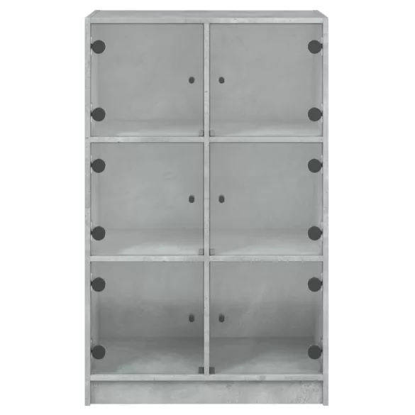 betonszürke szerelt fa magasszekrény ajtókkal 68 x 37 x 109 cm