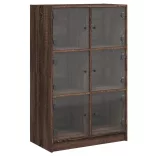 barna tölgyszínű szerelt fa magasszekrény ajtókkal 68x37x109 cm