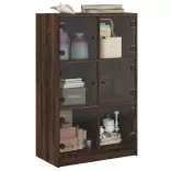 barna tölgyszínű szerelt fa magasszekrény ajtókkal 68x37x109 cm