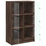 barna tölgyszínű szerelt fa magasszekrény ajtókkal 68x37x109 cm