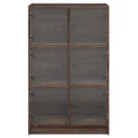 barna tölgyszínű szerelt fa magasszekrény ajtókkal 68x37x109 cm