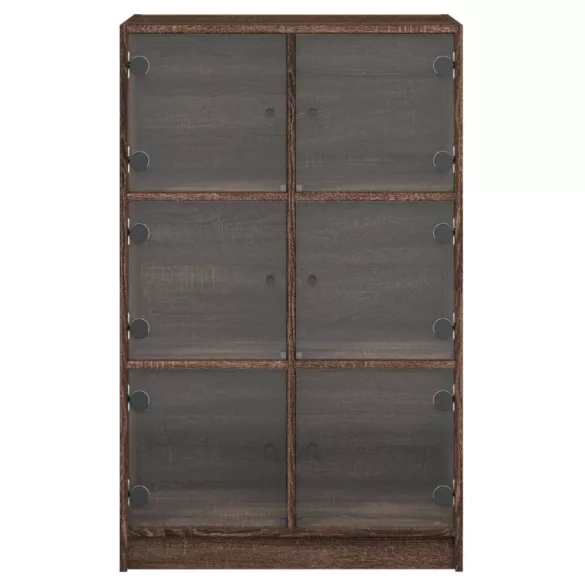 barna tölgyszínű szerelt fa magasszekrény ajtókkal 68x37x109 cm