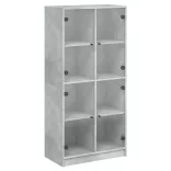 betonszürke szerelt fa magasszekrény ajtókkal 68x37x142 cm