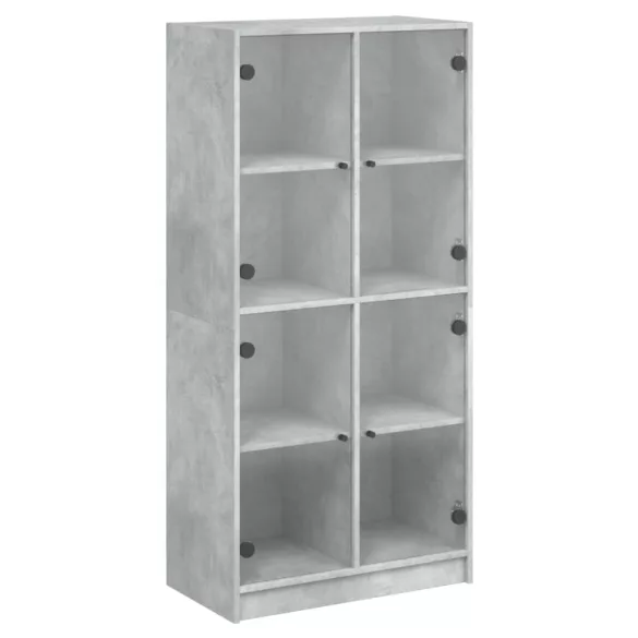 betonszürke szerelt fa magasszekrény ajtókkal 68x37x142 cm