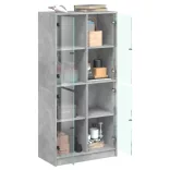 betonszürke szerelt fa magasszekrény ajtókkal 68x37x142 cm