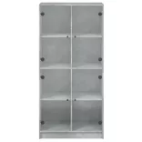 betonszürke szerelt fa magasszekrény ajtókkal 68x37x142 cm