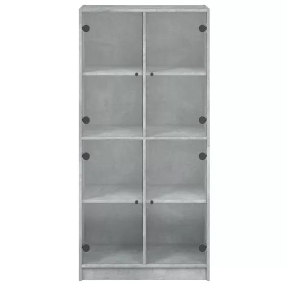 betonszürke szerelt fa magasszekrény ajtókkal 68x37x142 cm