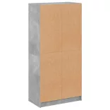 betonszürke szerelt fa magasszekrény ajtókkal 68x37x142 cm