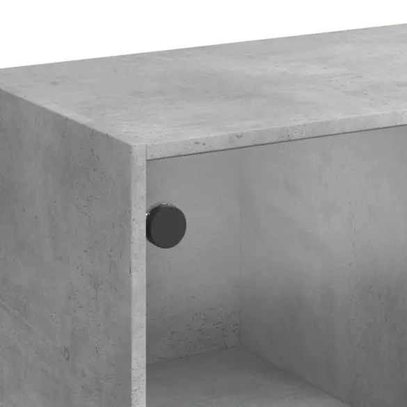 betonszürke szerelt fa magasszekrény ajtókkal 68x37x142 cm