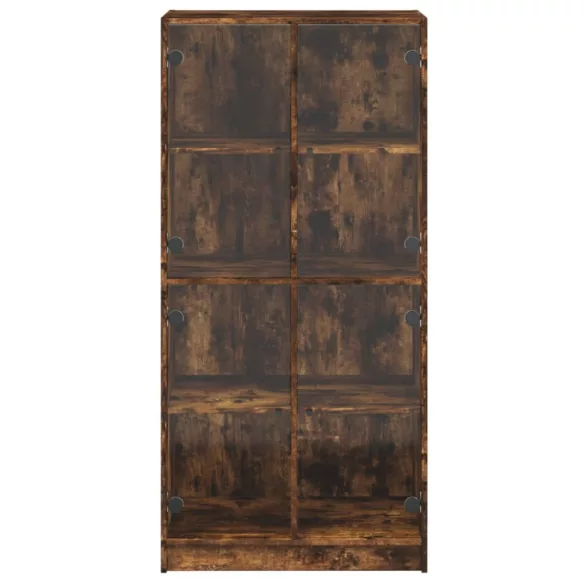 füstös tölgy színű magasszekrény ajtókkal 68x37x142 cm