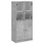 betonszürke szerelt fa magasszekrény ajtókkal 68x37x142 cm