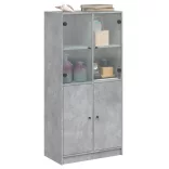 betonszürke szerelt fa magasszekrény ajtókkal 68x37x142 cm